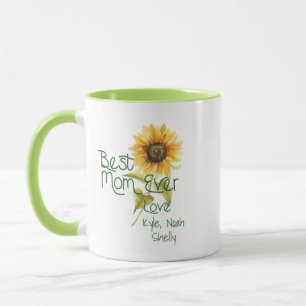 Best Mum #mothersday Personalised Sunflower Gift Mug