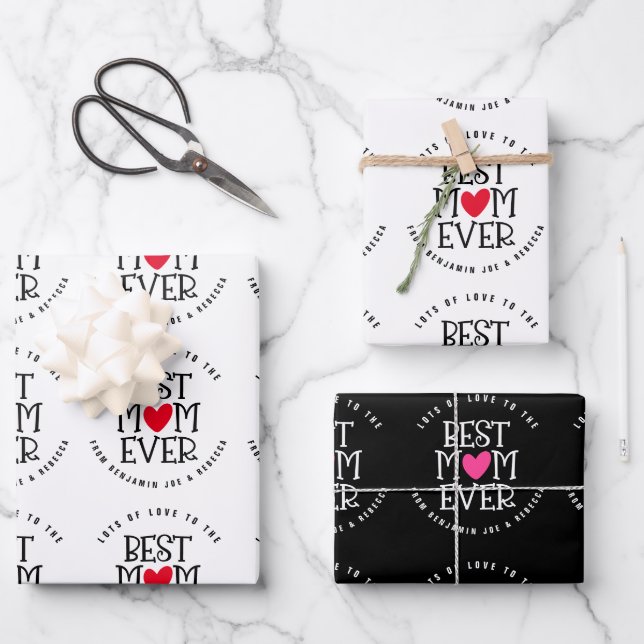 Best Mum Mum Ever Custom Black White Wrapping Paper Sheet (Front)