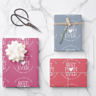 Best Mum Mum Ever Custom Dusty Blue Pink Coral Wrapping Paper Sheet