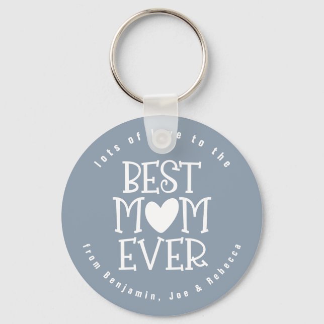 Best Mum Mum Ever Names Dusty Blue White Text Key Ring (Front)