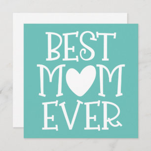 Best Mum Mum Ever Red Heart White Text Teal Holiday Card