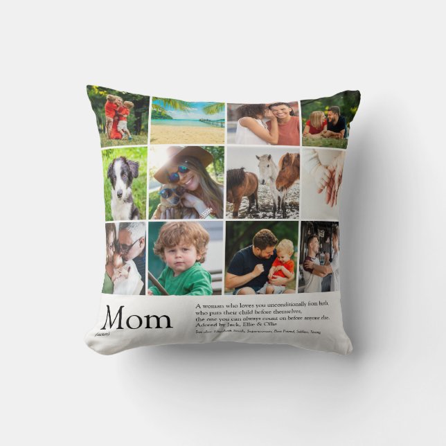 Best Mum, Mum, Mama Definition 12 Photo Collage Cushion (Front)