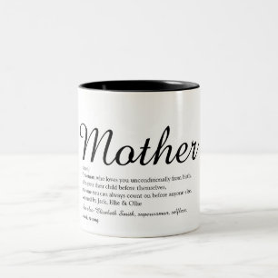 Best Mum, Mum, Mother Definition Modern Script Two-Tone Coffee Mug