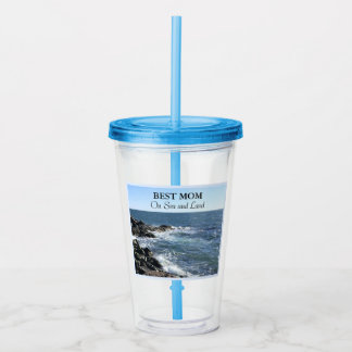 Best Mum On Sea and Land Blue Atlantic Ocean Cute Acrylic Tumbler