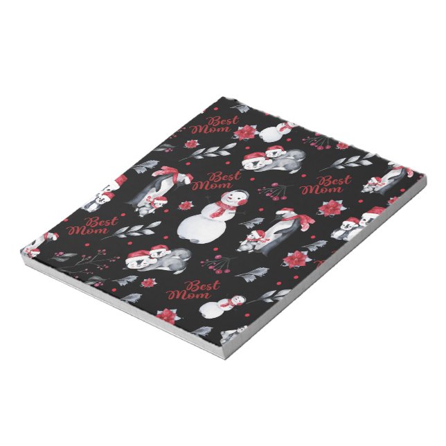 Best Mum Penguin Christmas pattern Notepad (Rotated)