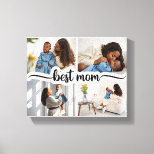 Best Mum Personalised 4 Photo Collage Canvas Print