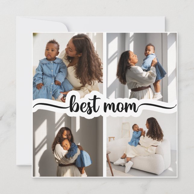 Best Mum Personalised 4 Photo Collage Card (Front)