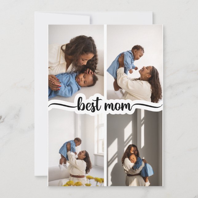 Best Mum Personalised 4 Photo Collage Card (Front)