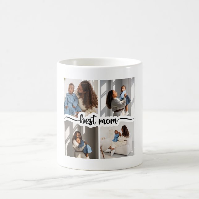 Best Mum Personalised 4 Photo Collage Coffee Mug (Center)