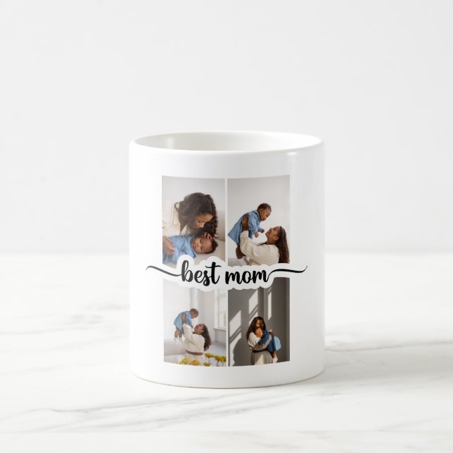 Best Mum Personalised 4 Photo Collage Coffee Mug (Center)