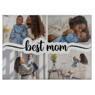 Best Mum Personalised 4 Photo Collage Cutting Board