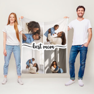 Best Mum Personalised 4 Photo Collage Fleece Blanket