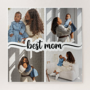 Best Mum Personalised 4 Photo Collage Jigsaw Puzzle