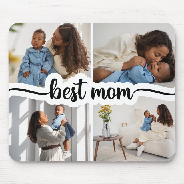 Best Mum Personalised 4 Photo Collage Mouse Pad (Front)