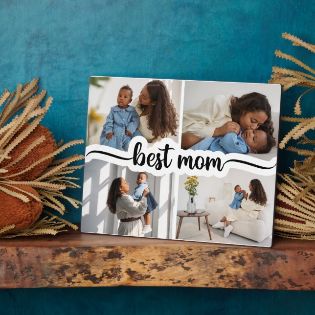 Best Mum Personalised 4 Photo Collage Plaque (Side)