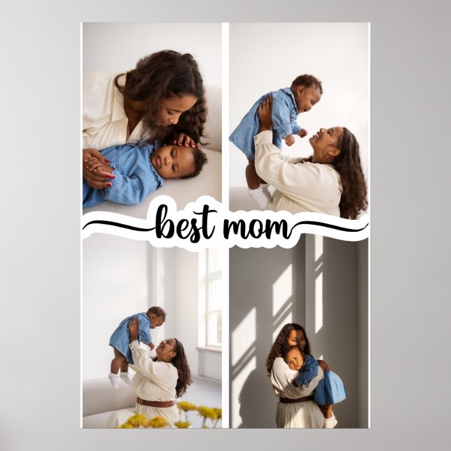 Best Mum Personalised 4 Photo Collage Poster (Front)