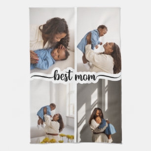Best Mum Personalised 4 Photo Collage Tea Towel