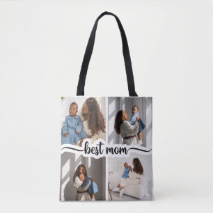Best Mum Personalised 4 Photo Collage Tote Bag