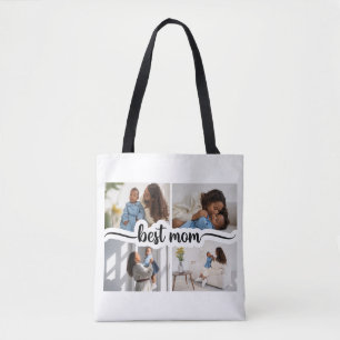 Best Mum Personalised 4 Photo Collage Tote Bag