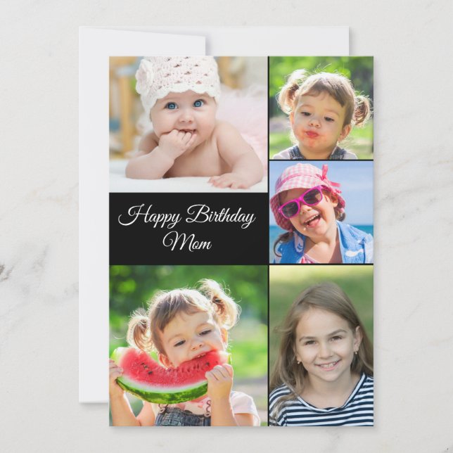 Best Mum Photo Collage Birthday Flat Card (Front)