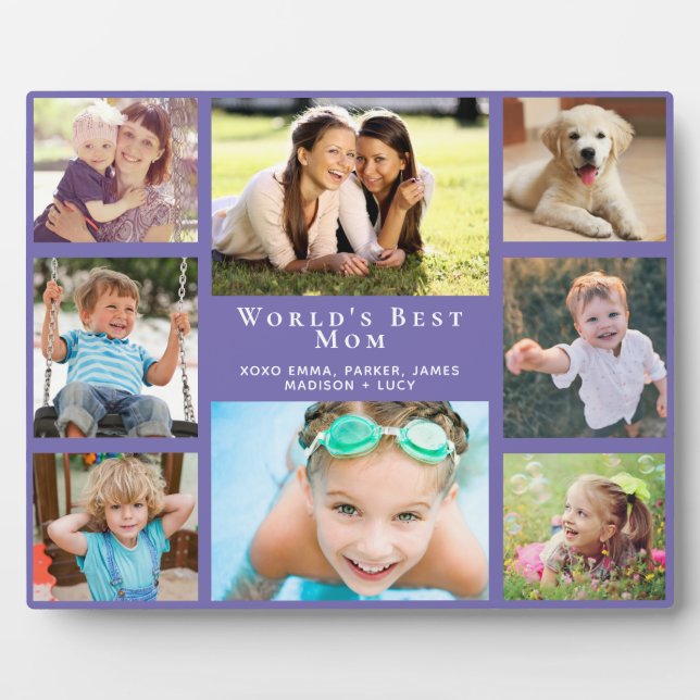 Best Mum Photo Collage Purple Plaque (Front)