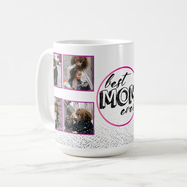 Best Mum Photo & Glitter design Coffee Mug (Front Left)