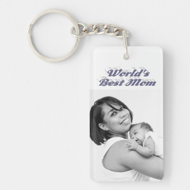 Best Mum photo grey text  Key Ring (Front)