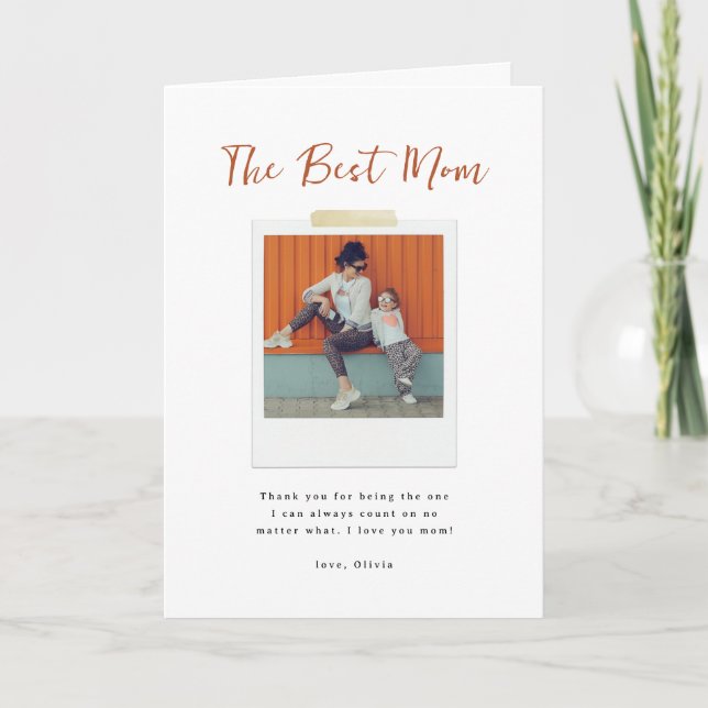 Best Mum Photo Minimal Script Design Holiday Card (Front)