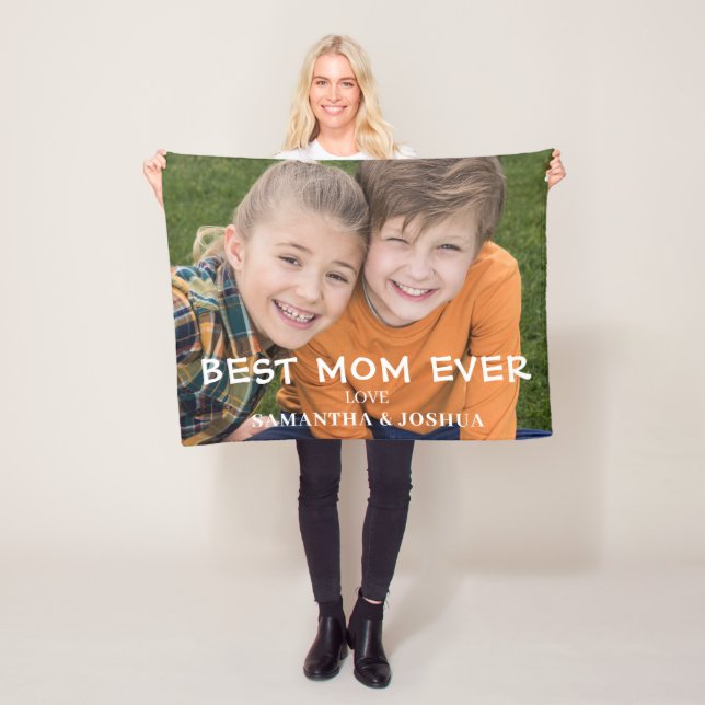 Best Mum Photo Name Fleece Blanket (In Situ)