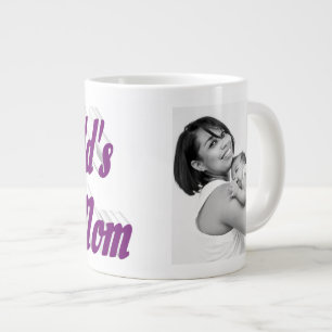 Best Mum photo purple text Large Coffee Mug