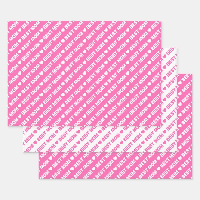Best Mum Pink and White Wrapping Paper Sheets (Set)