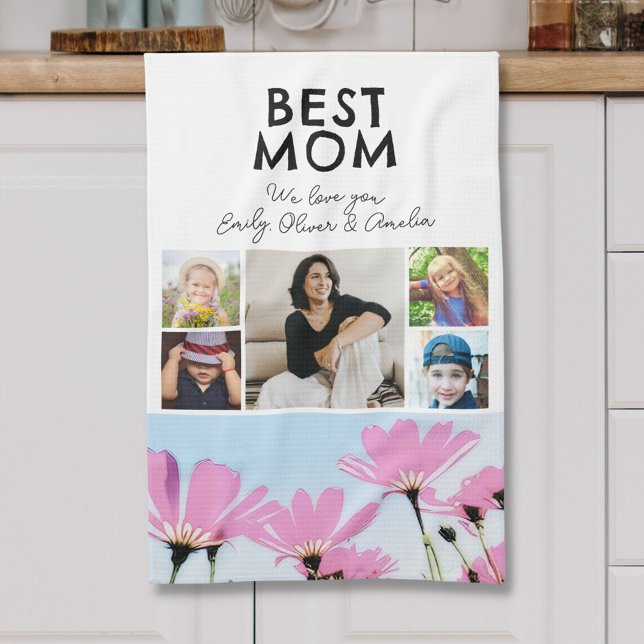Best Mum Pink Flowers 4 Kids Photos  Tea Towel (Creator Uploaded)