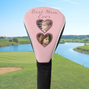 Best Mum Pink Hearts 2 Kids Photo Collage  Golf Head Cover