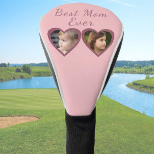 Best Mum Pink Hearts 2 Kids Photo Collage  Golf Head Cover
