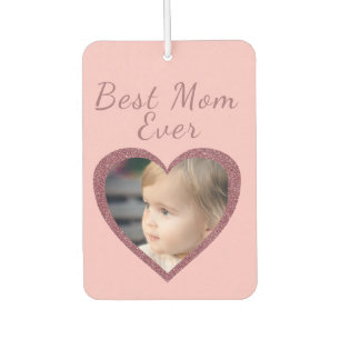 Best Mum Pink Hearts Custom Kids Photo Car Air Freshener