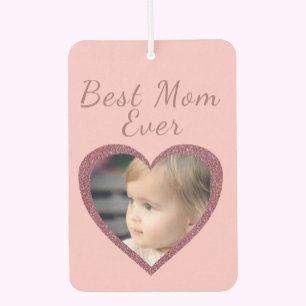 Best Mum Pink Hearts Custom Kids Photo Car Air Freshener