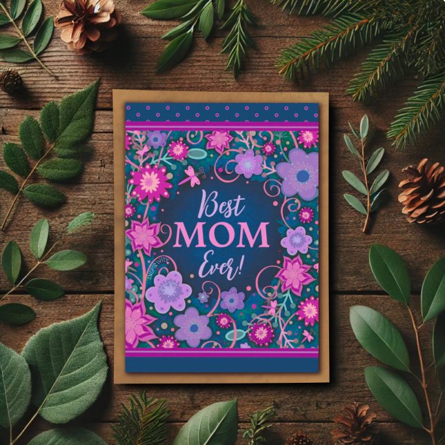 Best Mum Pink Purple Floral Pretty Mother’s Day Card (Creator Uploaded)