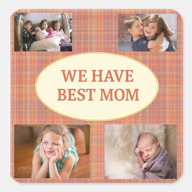 Best Mum Plaid Tribute Square Sticker (Front)