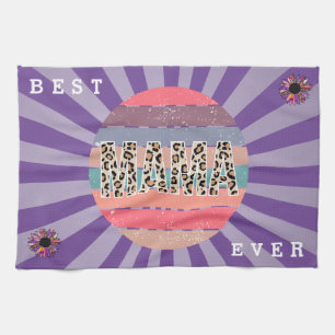 Best Mum Purple Floral Customise Tea Towel