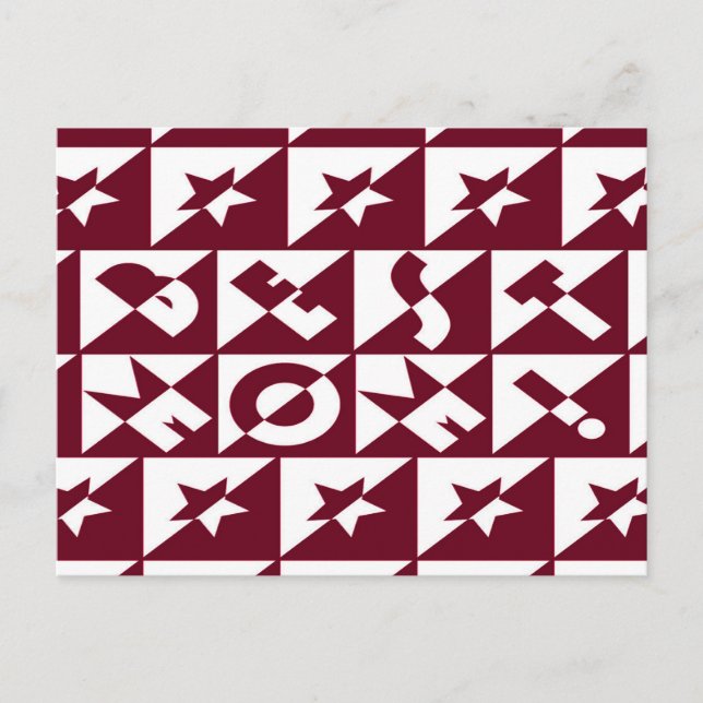 Best Mum Red and White Pattern with Stars Postcard (Front)