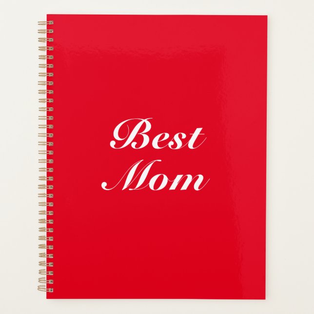 Best mum red classic script elegant stylish cute planner (Front)