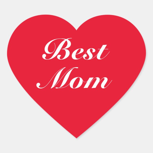 Best Mum red white classic script elegant chic Heart Sticker (Front)