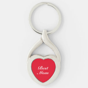 Best Mum red white classic script elegant heart Key Ring