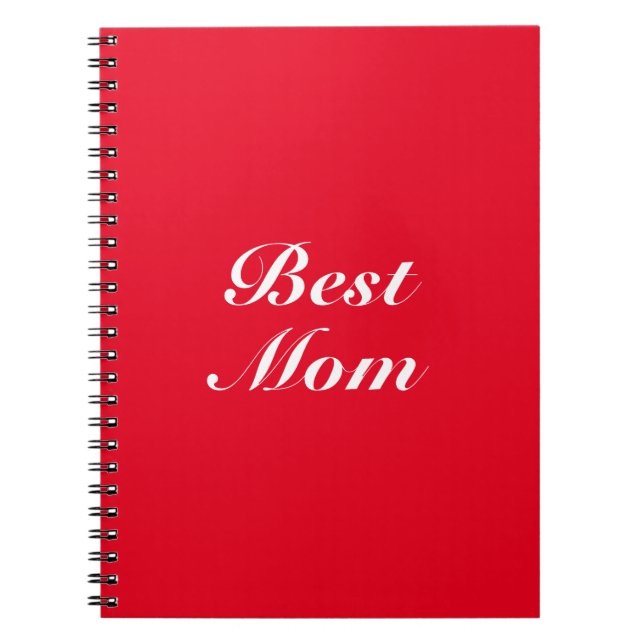 Best Mum red white elegant classic script cute  Notebook (Front)