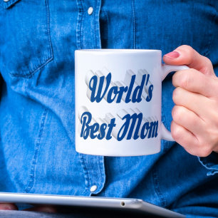 Best Mum sea blue half text Large Coffee Mug