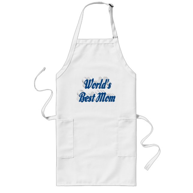 Best Mum sea blue text Long Apron (Front)