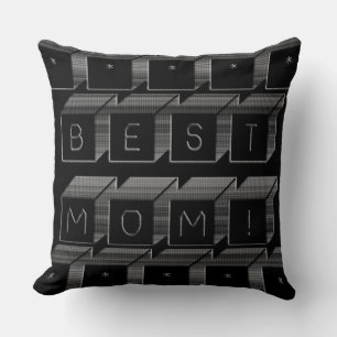 Best Mum Shades of Grey Blocks & Black Background Cushion