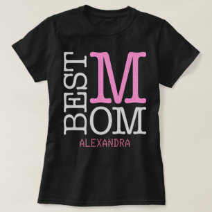 Best Mum Silver pink Glitter Name Personalised T-Shirt