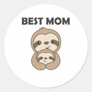 Best Mum Sloth Mum With Child Mother Mothers Day Classic Round Sticker