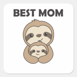 Best Mum Sloth Mum With Child Mother Mothers Day Square Sticker